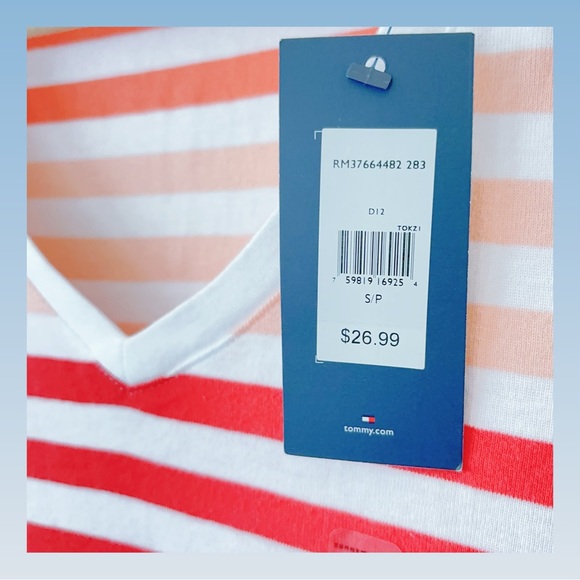 Tommy Hilfiger Women's V-Neck Striped T-Shirt - Picture 6 of 6